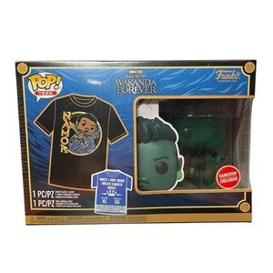 Marvel Studios Black Panther Wakanda Forever Funko pop vinyl bobble-head w shirt